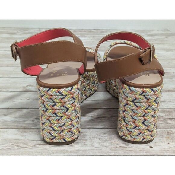 Mix No.6 Cammie Womens Size 8.5M Multicolor Chevron Wedge Heel Espadrille Sandal - Picture 6 of 11